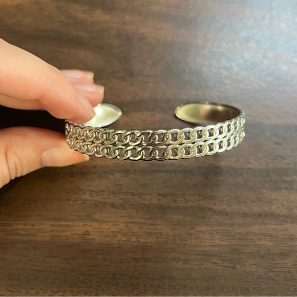 stainless steel chain style bangle cuff bracelet - Picture 3 of 4